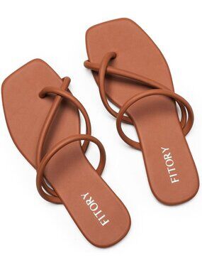 Women's Brown Fashionable Chic Cross-Strap Comfy PU Straps Flat Shoes For Summer